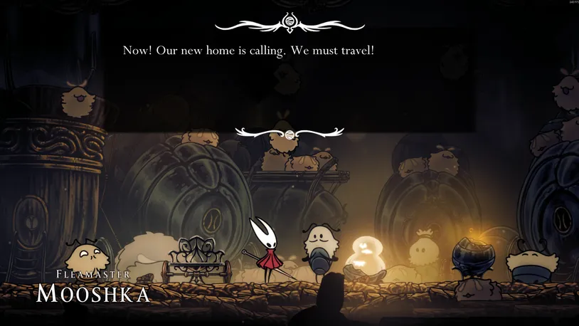 Fleamaster Mooshka, an NPC in Hollow Knight Silksong.