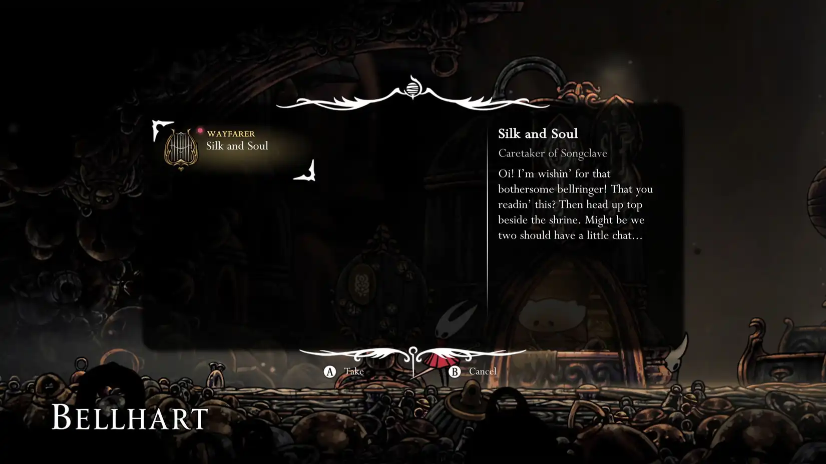 The 'Silk and Soul' quest displayed on a wishboard, possibly in Bellhart.
