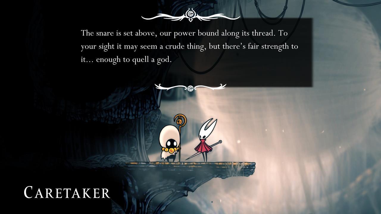 Hornet confronting Grand Mother Silk in a boss arena, leading to Act 3 unlock.