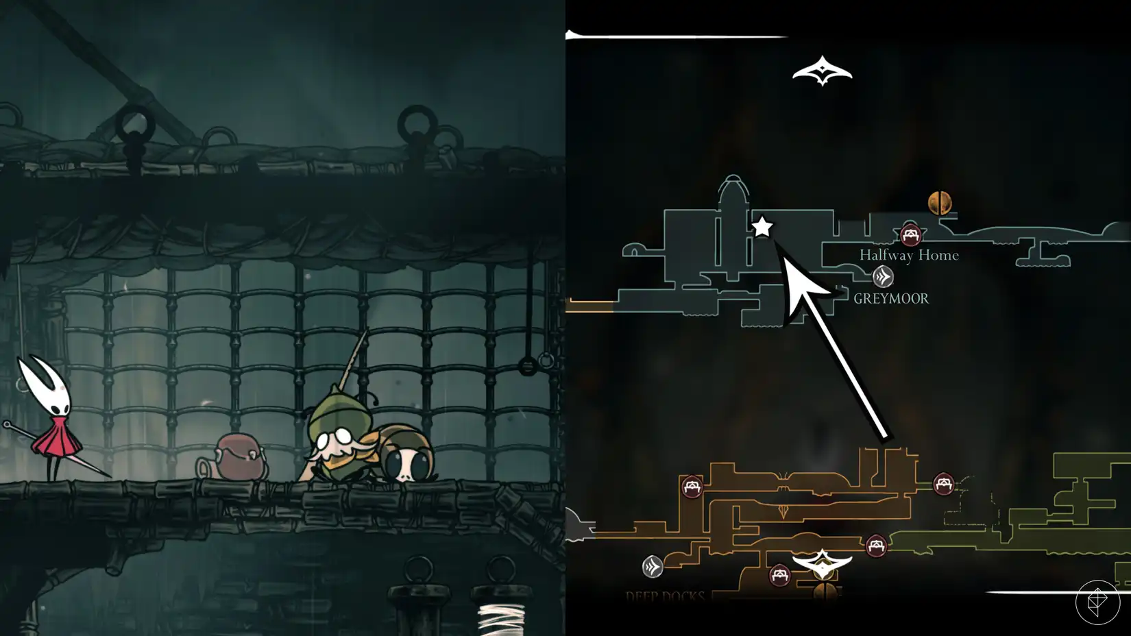 Hornet performing a pogo attack on the Moorwing boss during combat in Hollow Knight: Silksong.