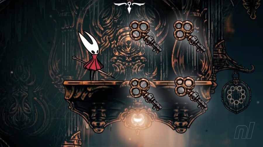 A collection of Simple Keys in Hollow Knight: Silksong, showcasing their importance as unlockables.