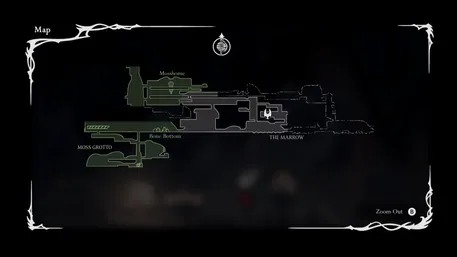 The Lost Fleas Quest Start Map Hollow Knight Silksong map showing the starting location for The Lost Fleas Quest in The Marrow