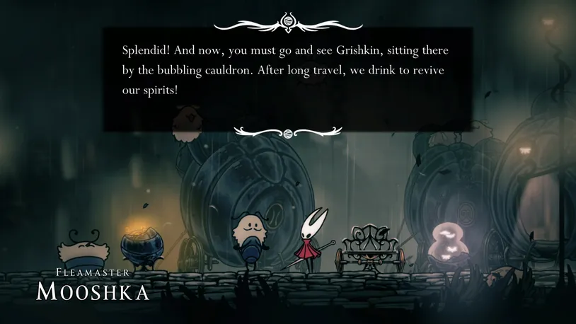 Hollow Knight Silksong Flea Brew Flea Brew reward item in Hollow Knight Silksong, a powerful offensive charm