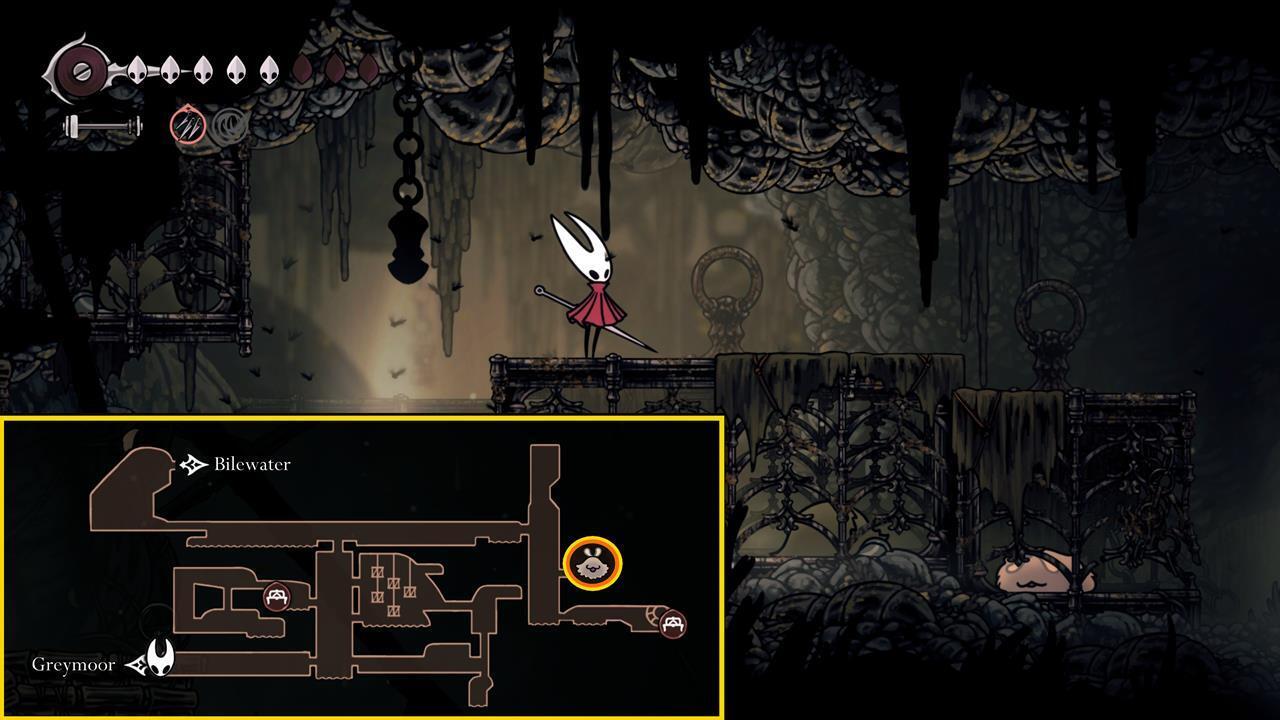 Sinner's Road Lost Flea Location of the Lost Flea in Sinner's Road, Hollow Knight Silksong, trapped in a cage