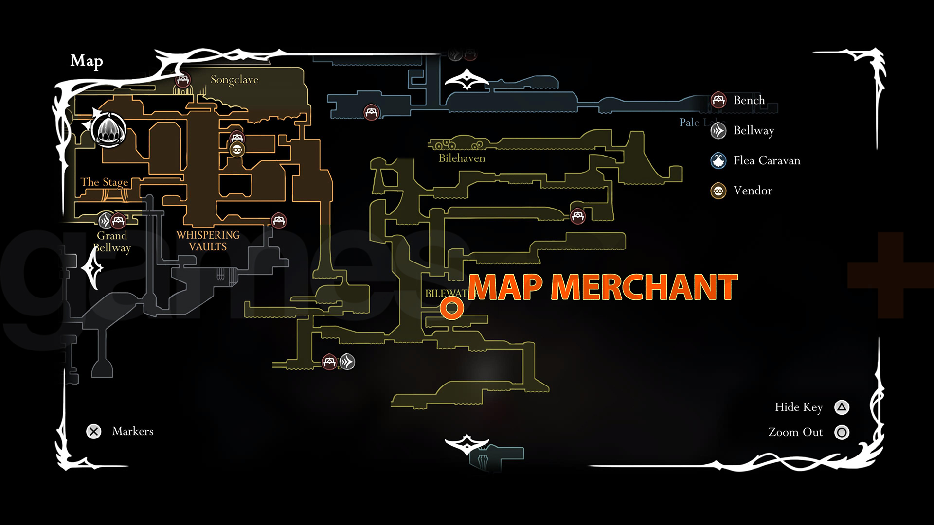 Location of the Bilewater map in Silksong