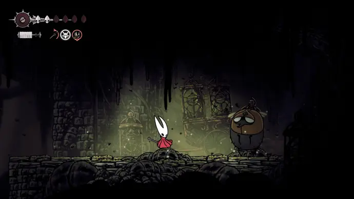 A screenshot of Hollow Knight: Silksong showing the path through Bilewater.