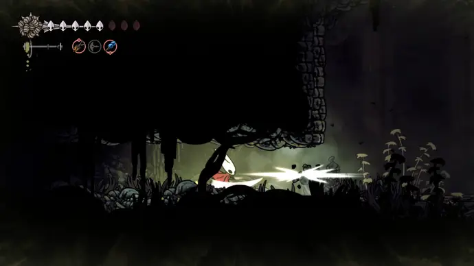 A screenshot of Hollow Knight: Silksong showing the path through Bilewater.