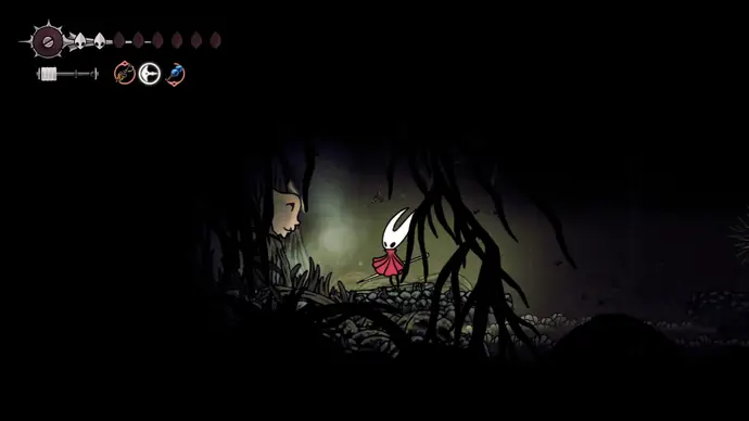 A screenshot of Hollow Knight: Silksong showing the path through Bilewater.