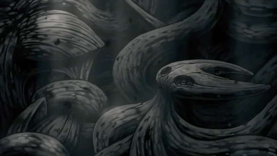 The Twisted Child Cursed Ending scene featuring Hornet and Grand Mother Silk in Hollow Knight: Silksong.