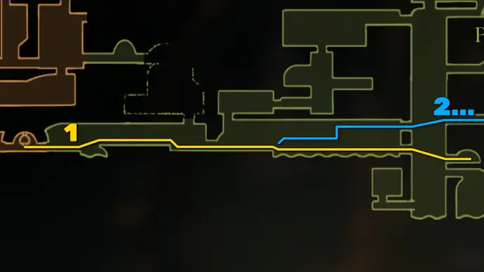 Shakra's map of the Far Fields in Hollow Knight: Silksong, highlighting a path through the region.