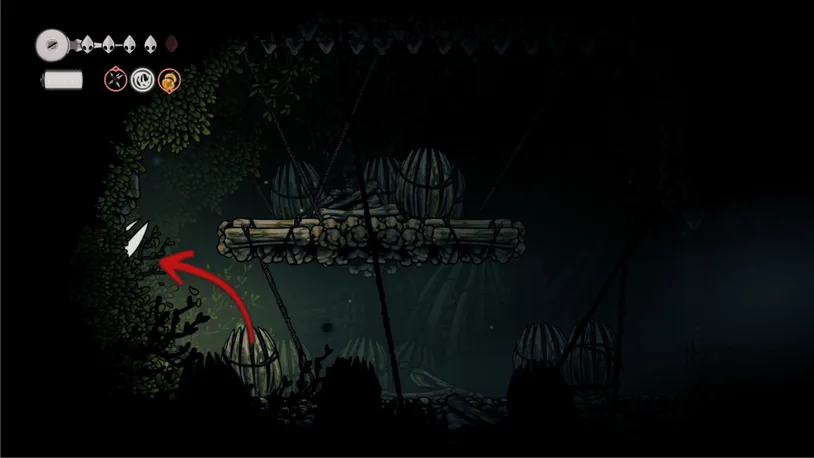 Hornet navigating a secret passage in Hunter's March.