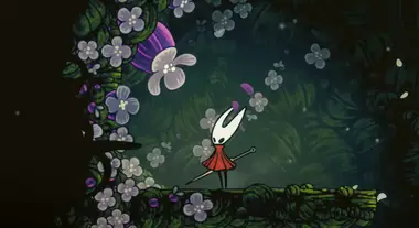 Pollip Heart Discovery Hornet discovers a purple Pollip flower, an objective for the Rite of the Pollip quest in Hollow Knight: Silksong