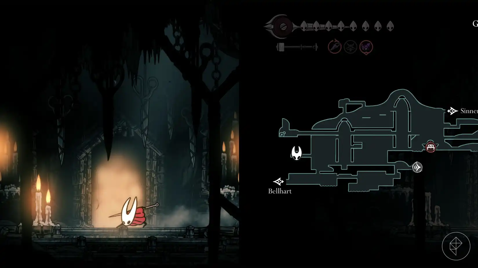 Hornet standing outside the Chapel of the Reaper in Greymoor, the location of the Reaper Crest in Silksong.