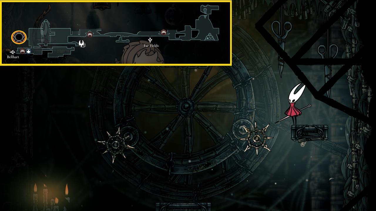The Reaper Crest icon, showing a scythe-like blade, in Hollow Knight Silksong.