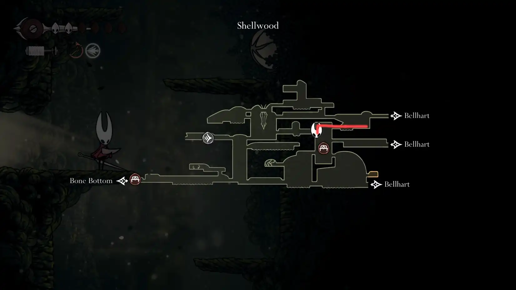 Path to Cling Grip Shrine - Step 7 Visualizing step 7 of the path to the Cling Grip Shrine in Hollow Knight: Silksong, post-Sister Splinter.