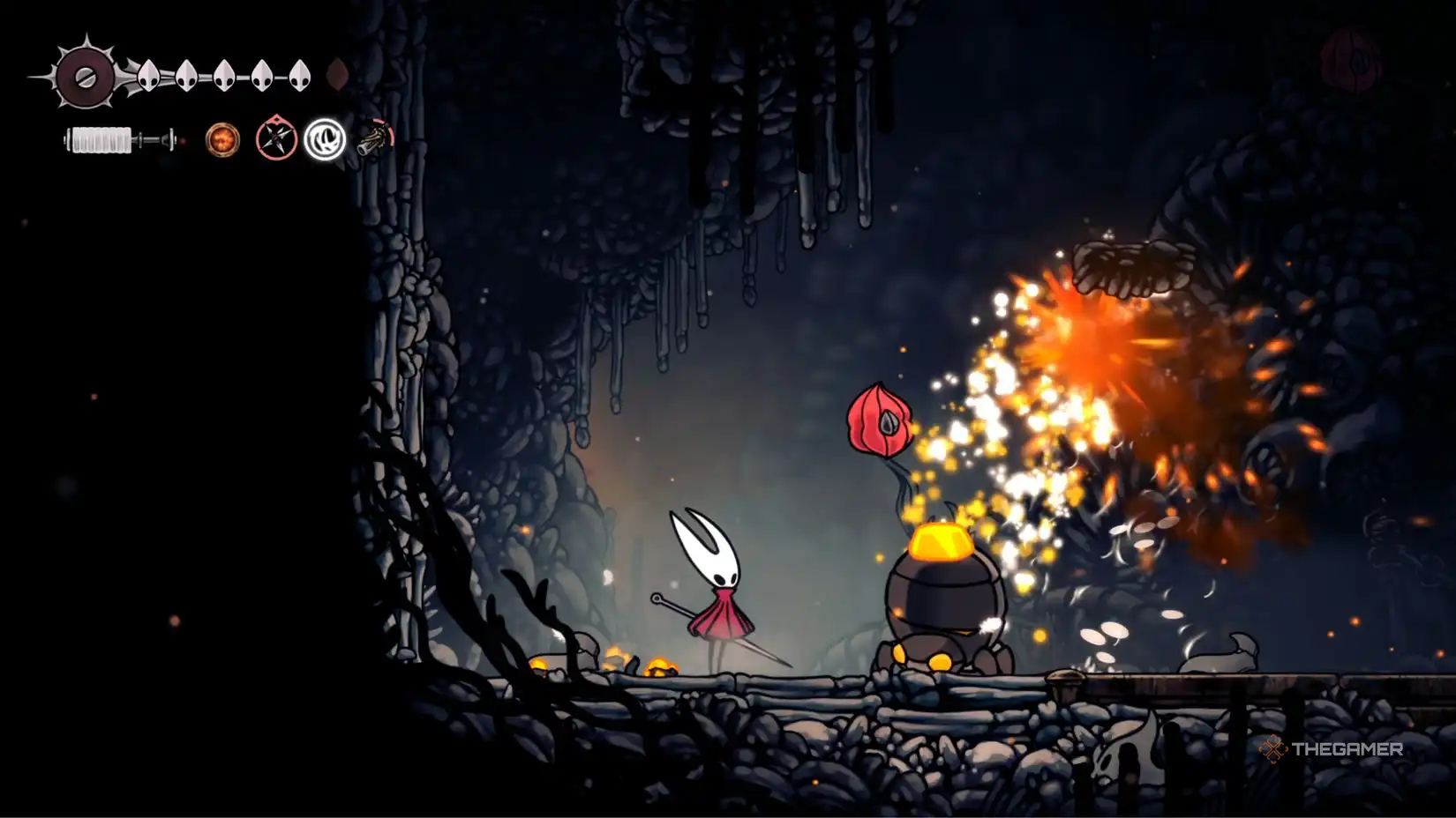 Hollow Knight Silksong Hornet in The Marrow biome.