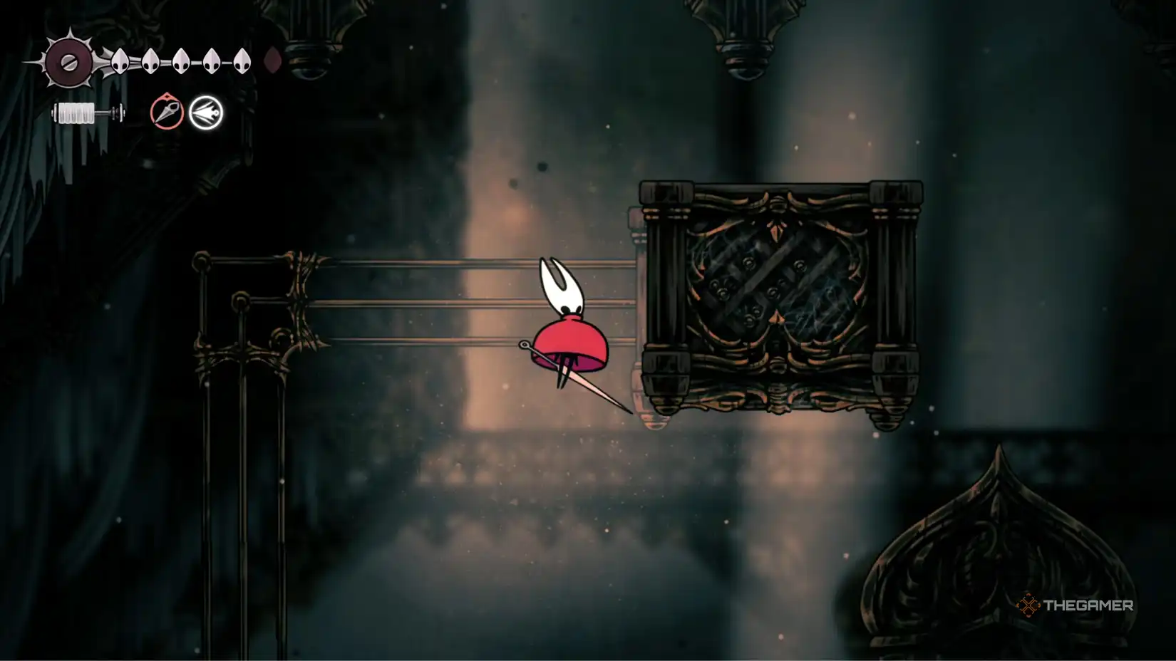 Hollow Knight Silksong Hornet in Whispering Vaults biome.