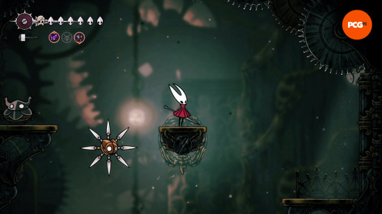 Hollow Knight Silksong map: Hornet in Cogwork Core