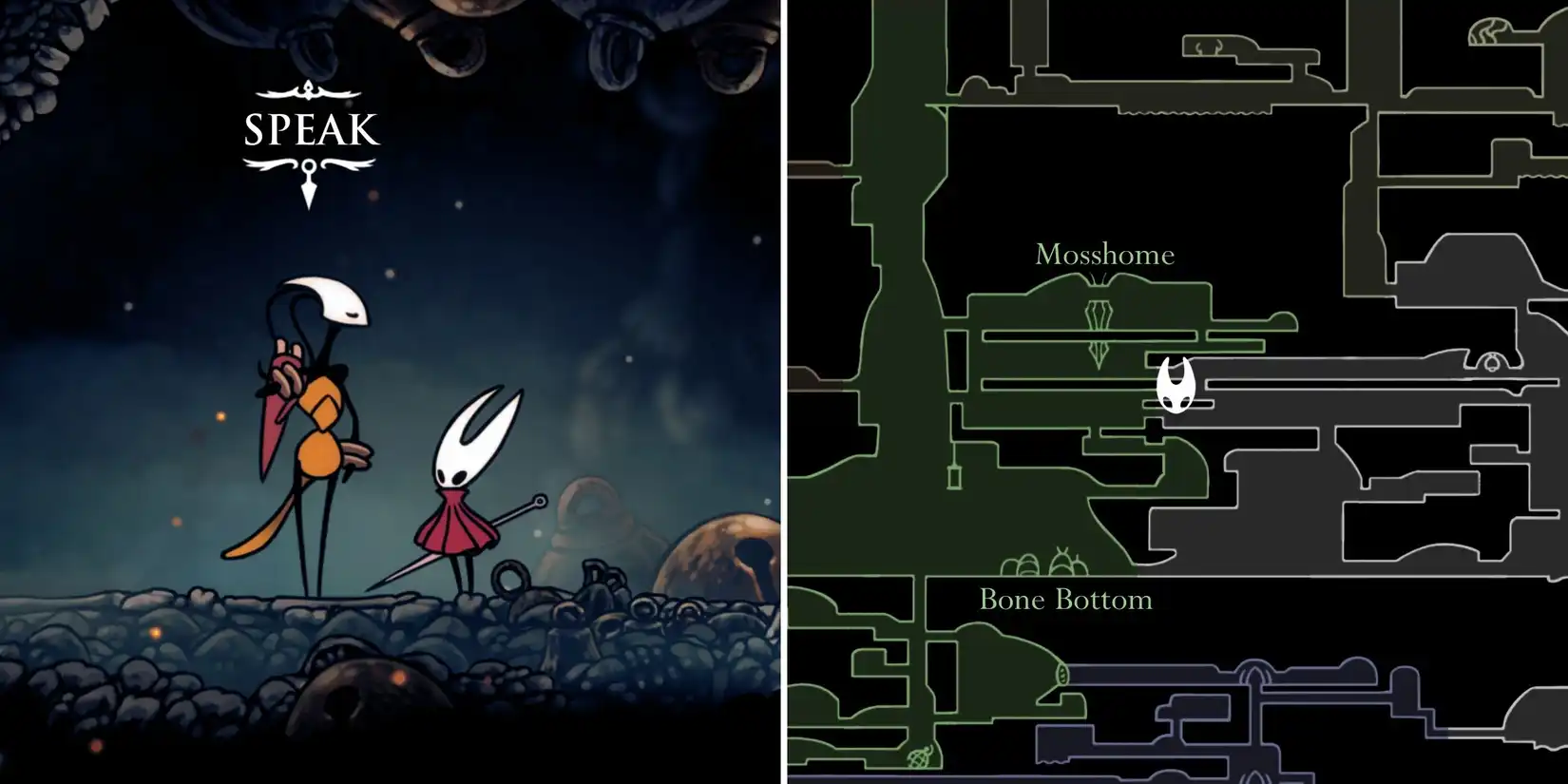 Map of Moss Grotto region in Hollow Knight Silksong
