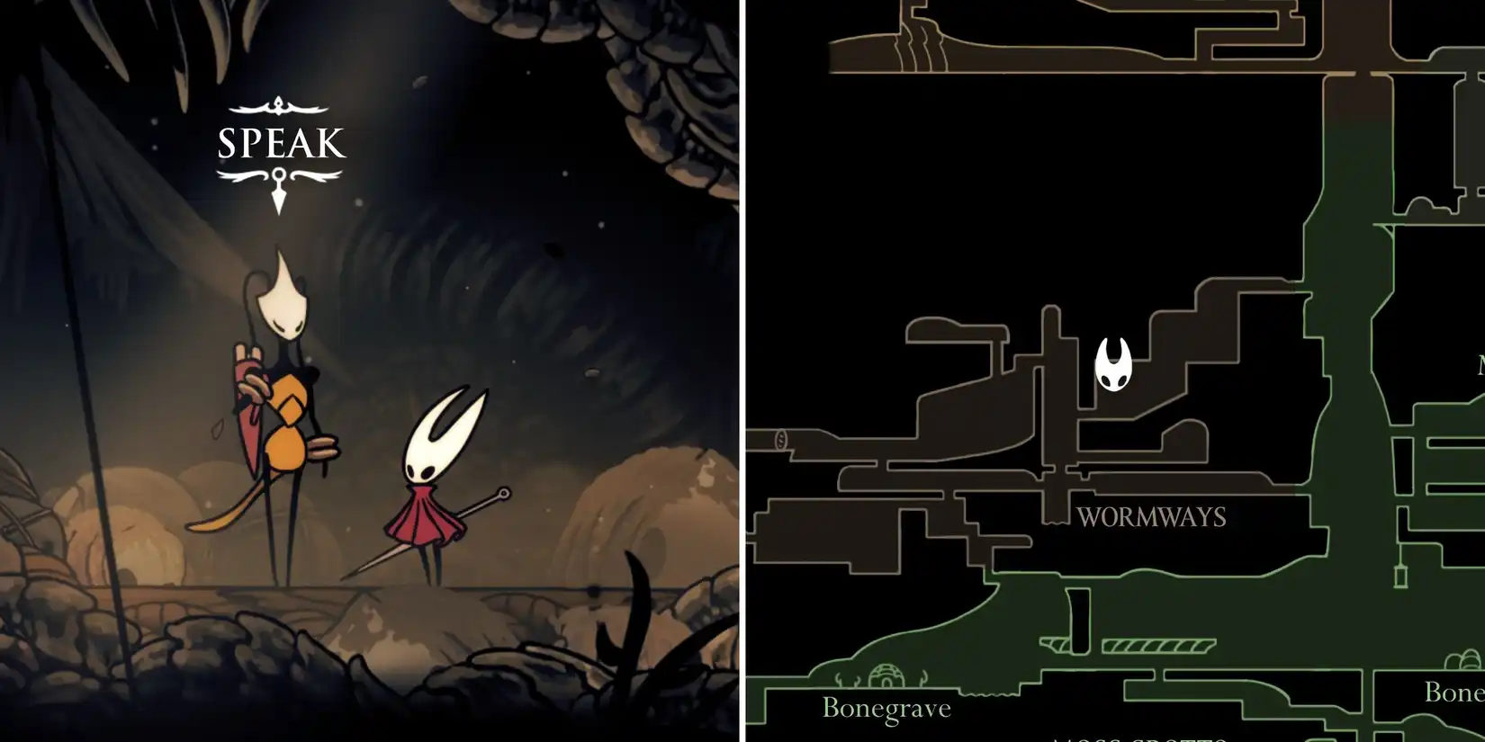 Map of Wormways region in Hollow Knight Silksong