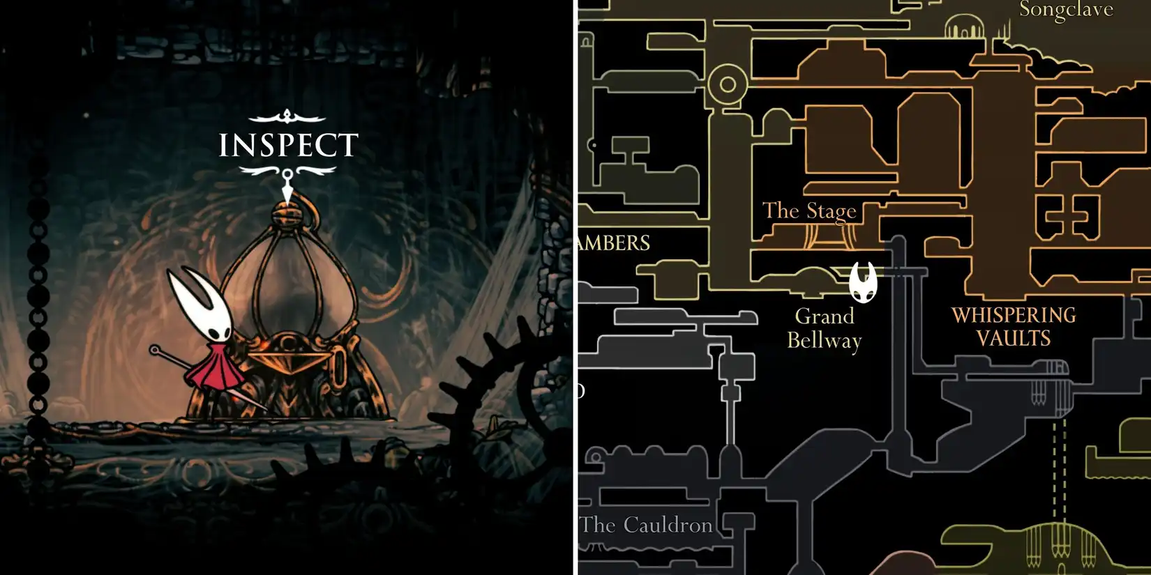 Map of Choral Chambers region in Hollow Knight Silksong
