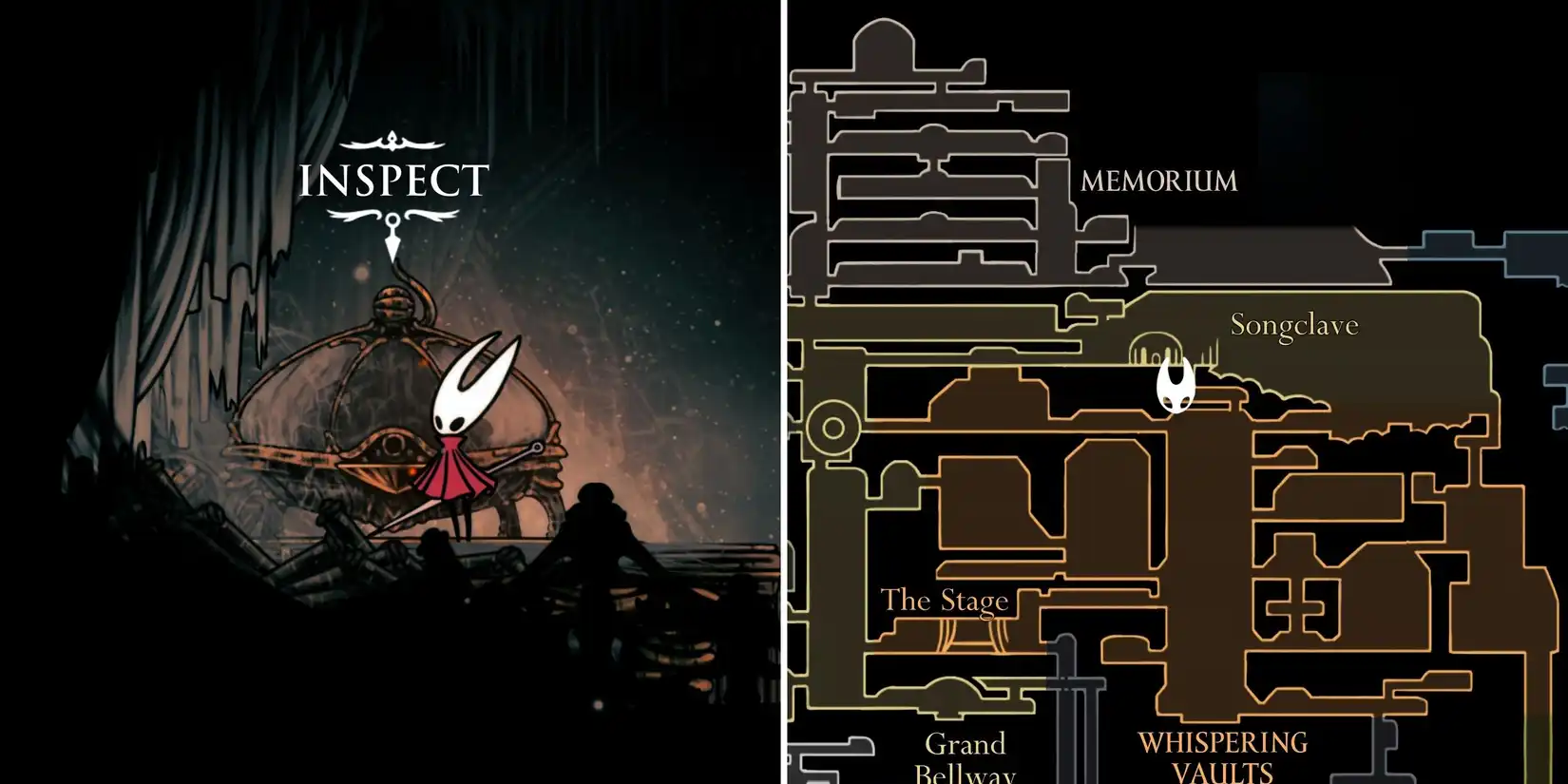 Map of Whispering Vaults region in Hollow Knight Silksong