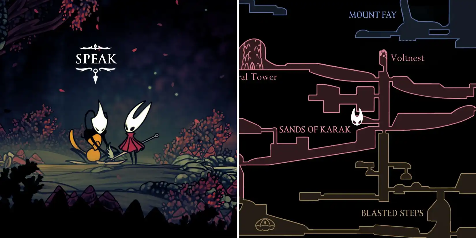 Map of Sands of Karak region in Hollow Knight Silksong