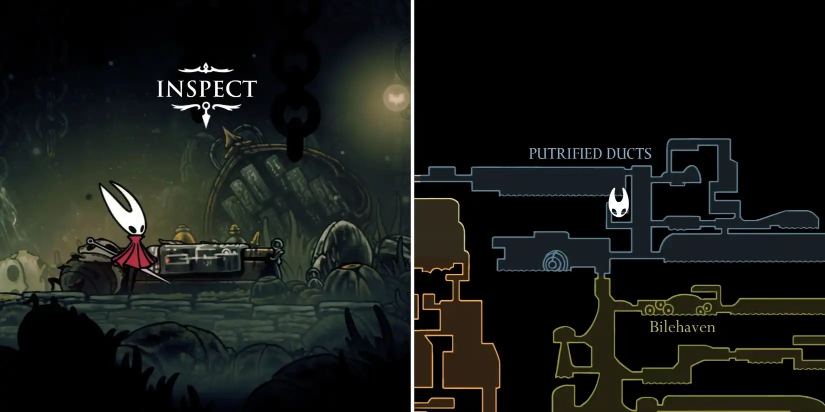 Map of Putrified Ducts region in Hollow Knight Silksong