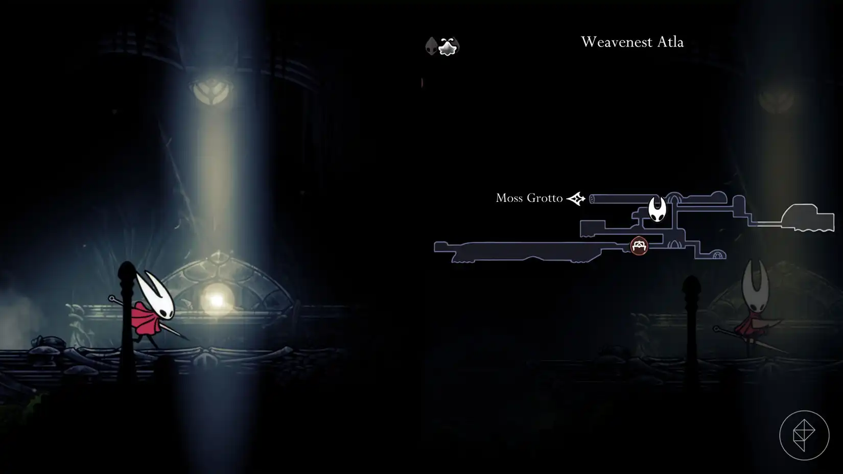 Hornet collecting the Snare Setter item in Weavenest Atla, Silksong