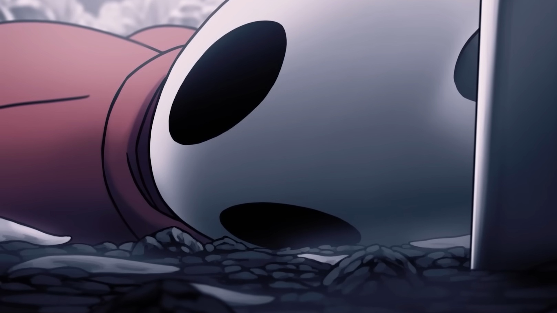 Hornet standing over her nail after a cutscene in Hollow Knight Silksong