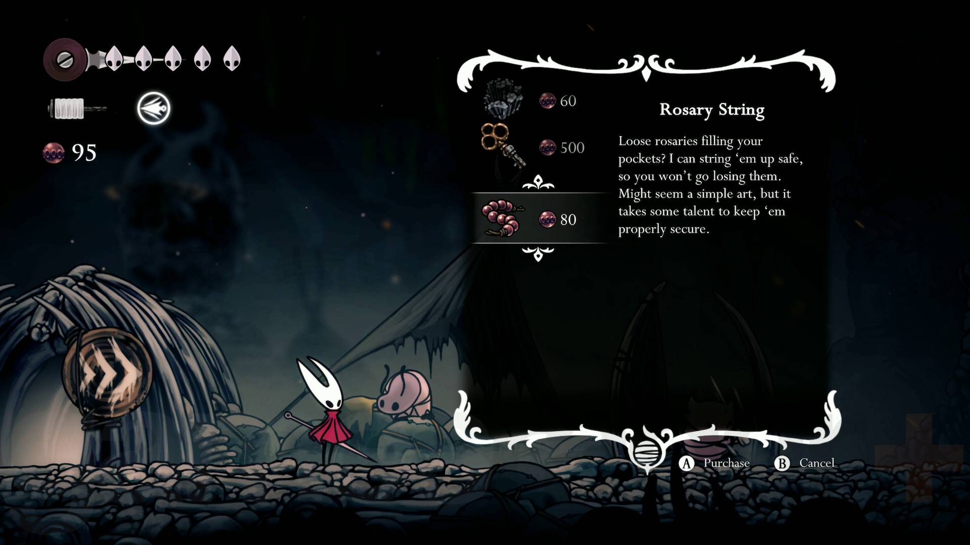 Hollow Knight Silksong rosary string from pebb in bone bottom