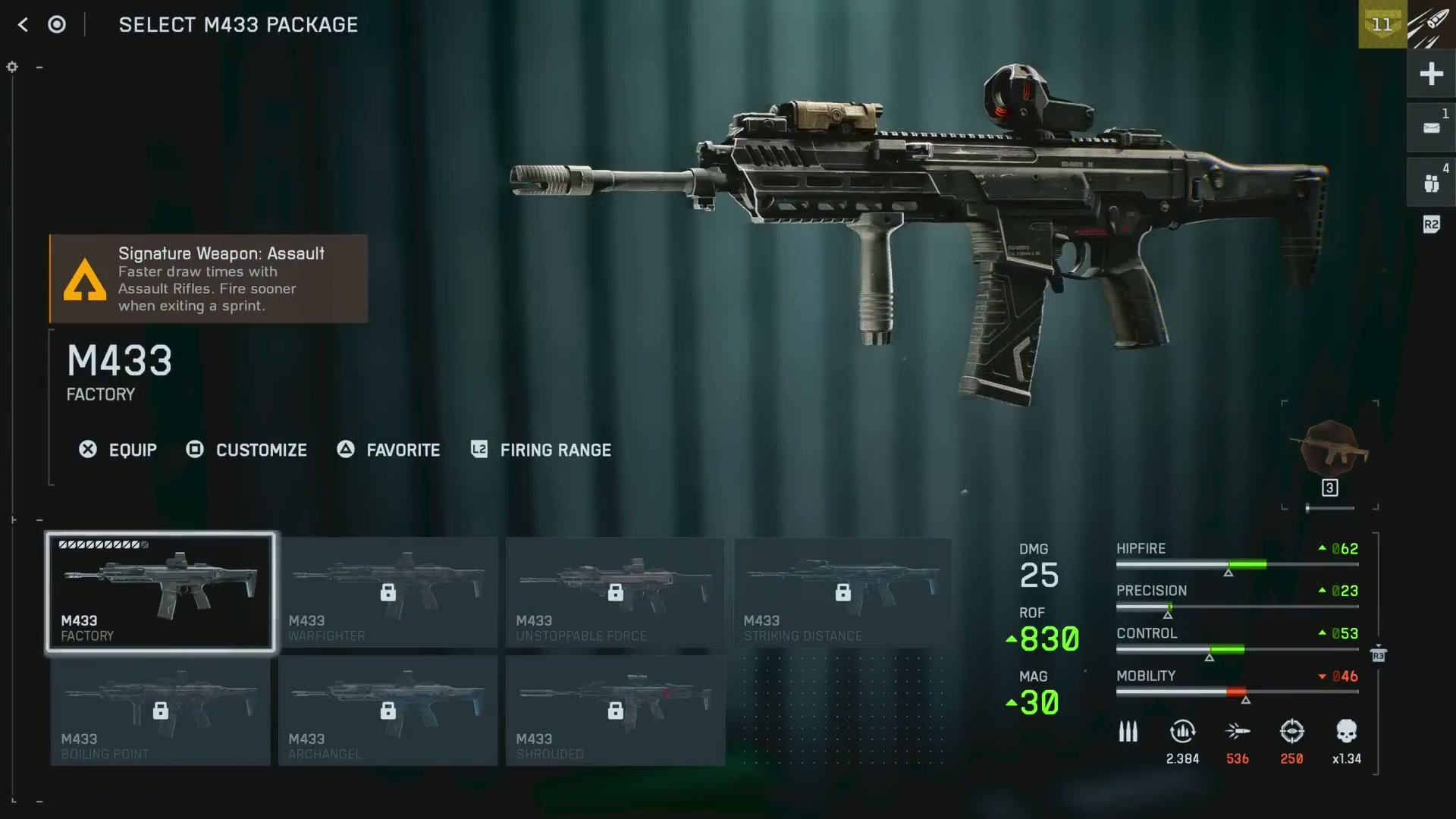 Close-up shot of the B364 assault rifle, also known as the G36 A4, in the customization menu.