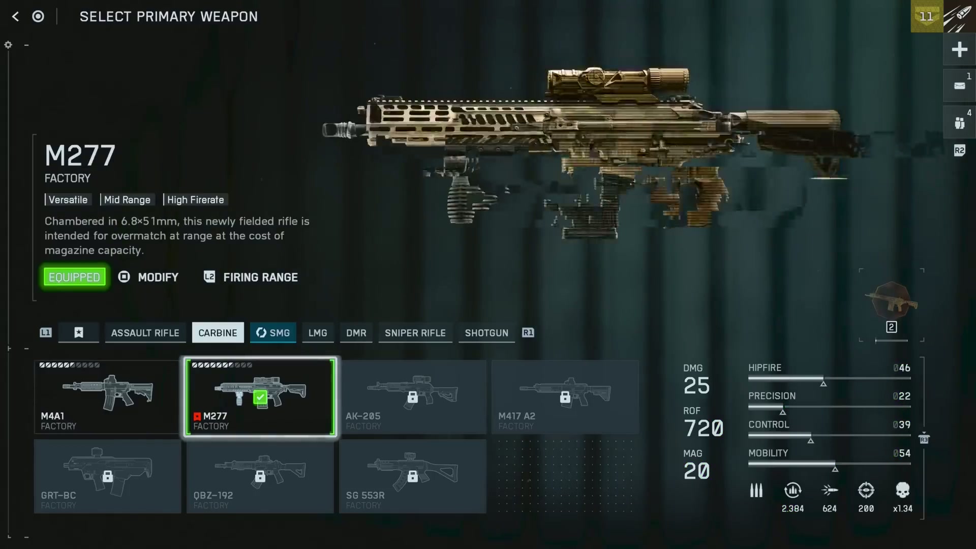 The SIG Spear rifle, winner of the NGSW program, is highlighted in the game's menu.