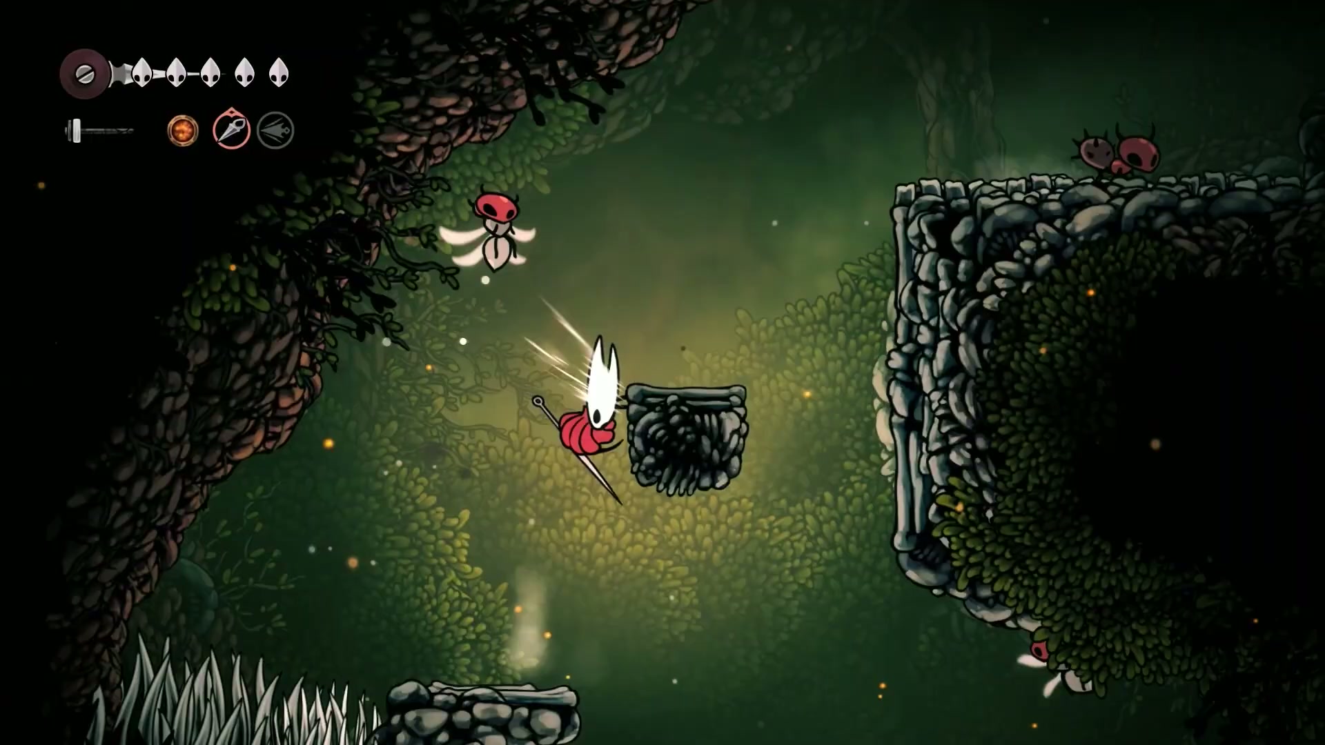 Hornet dying to spikes right before a shortcut in Silksong