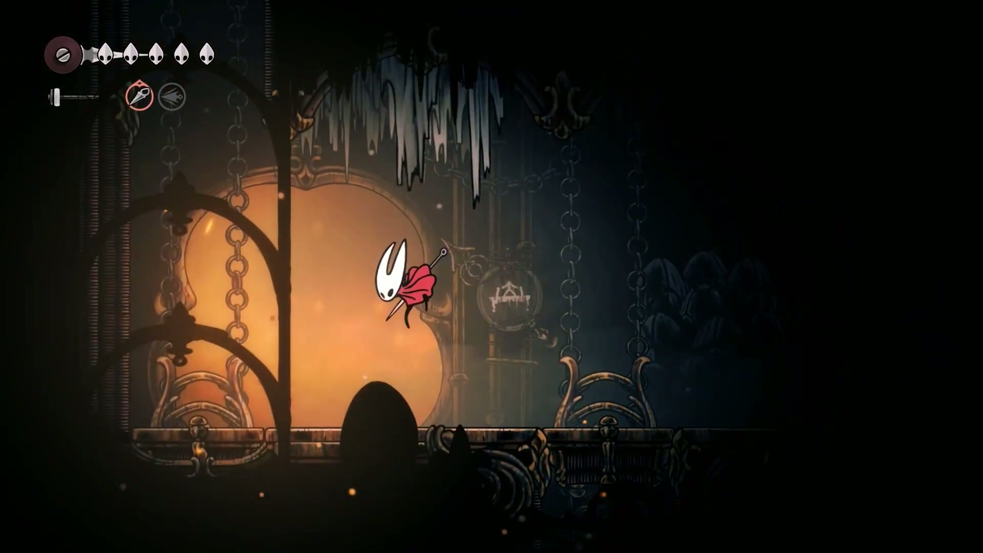 Hornet arriving at the Deep Docks bench at the start of the Silksong 100% Completion Guide Part 3