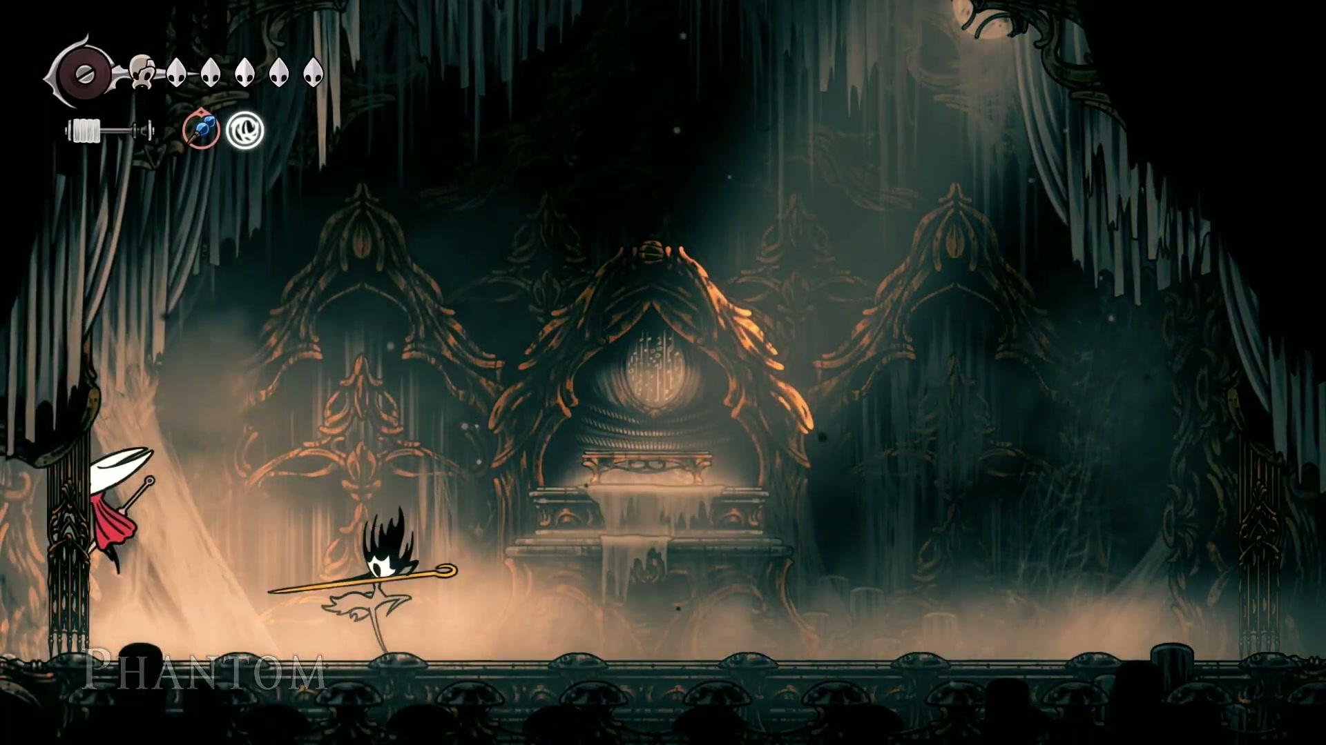 Hornet baiting the Phantom Lancer's teleport spear attack