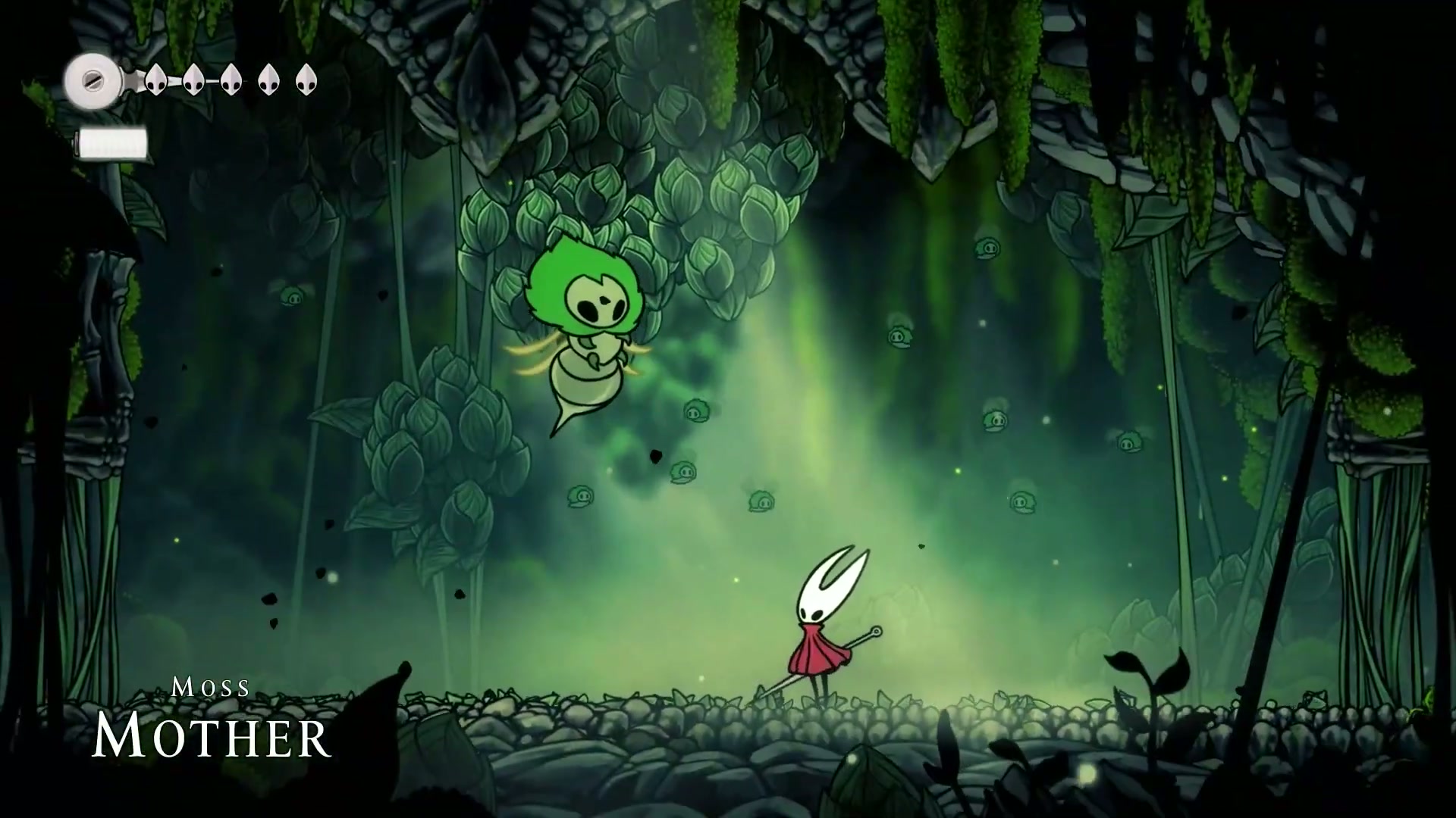 Hornet facing the first tutorial boss in the Silksong Platinum Walkthrough Part 1.