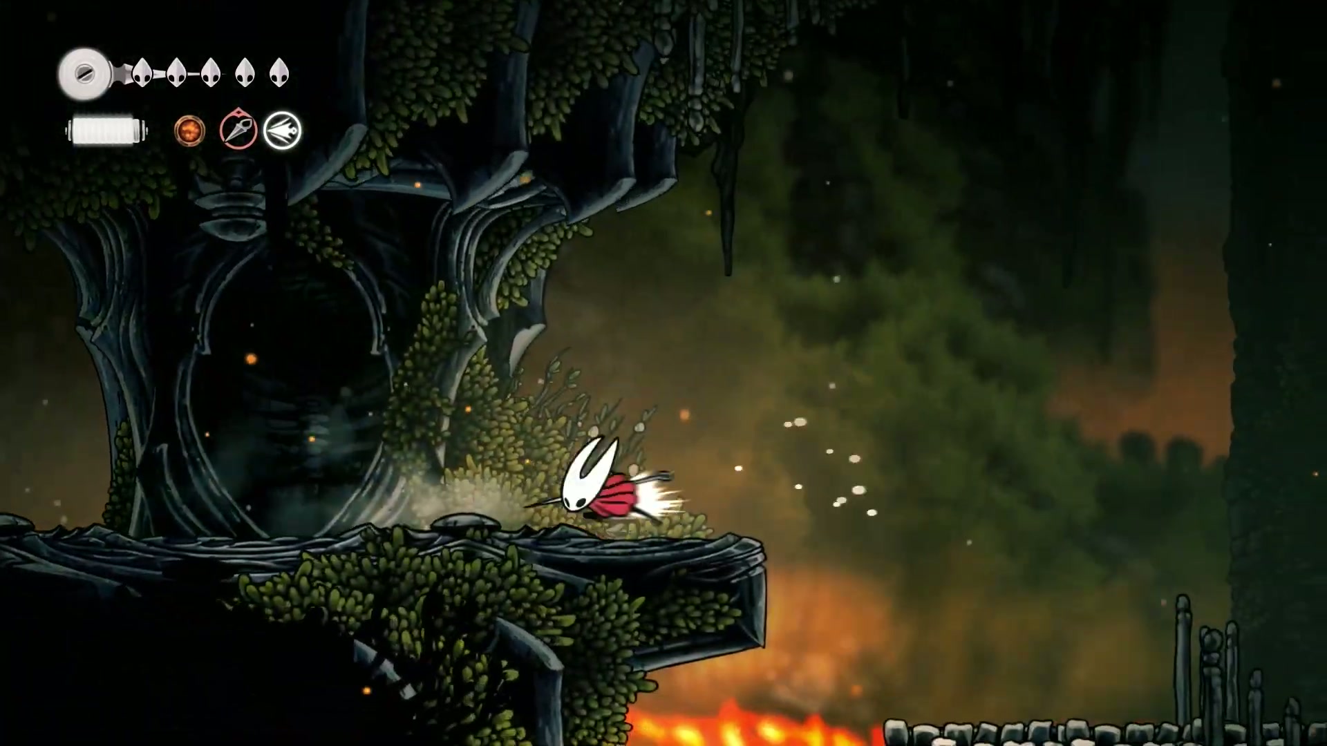 Hornet dashing through the air with the newly acquired Swift Step ability