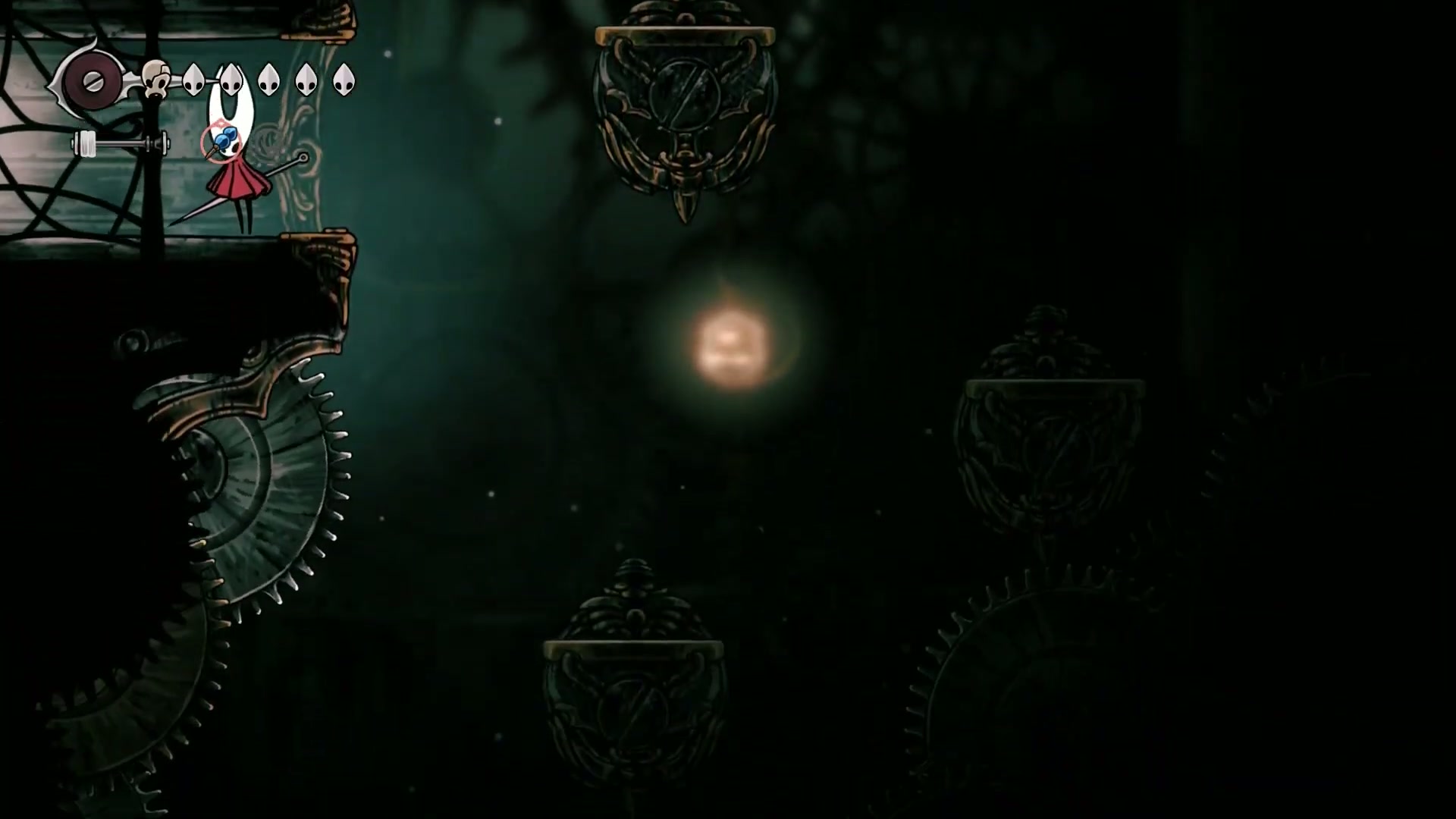 Hornet navigating the dangerous gear obstacle course in the Cogwork Core.