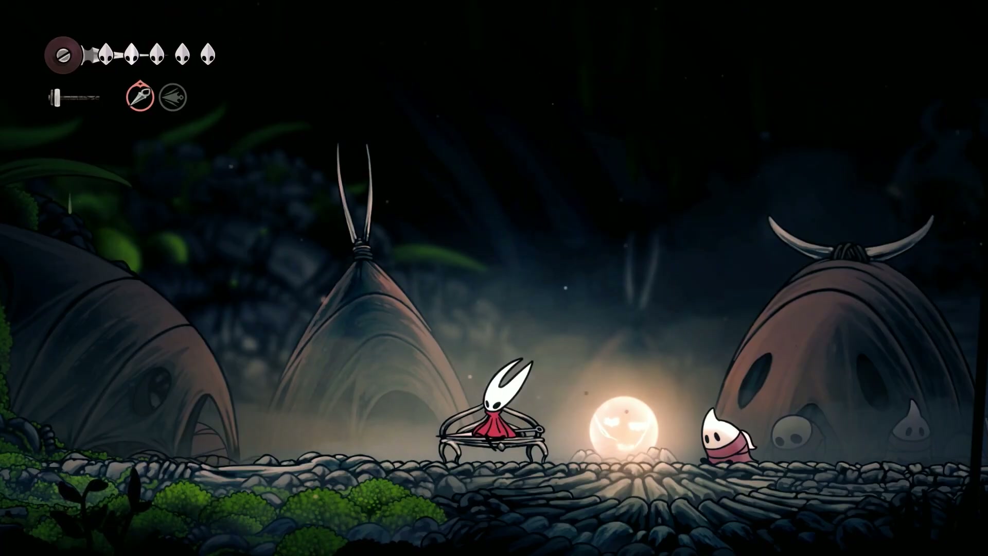 Hornet standing in the fiery Deep Docks area for the Silksong Platinum Walkthrough Part 3