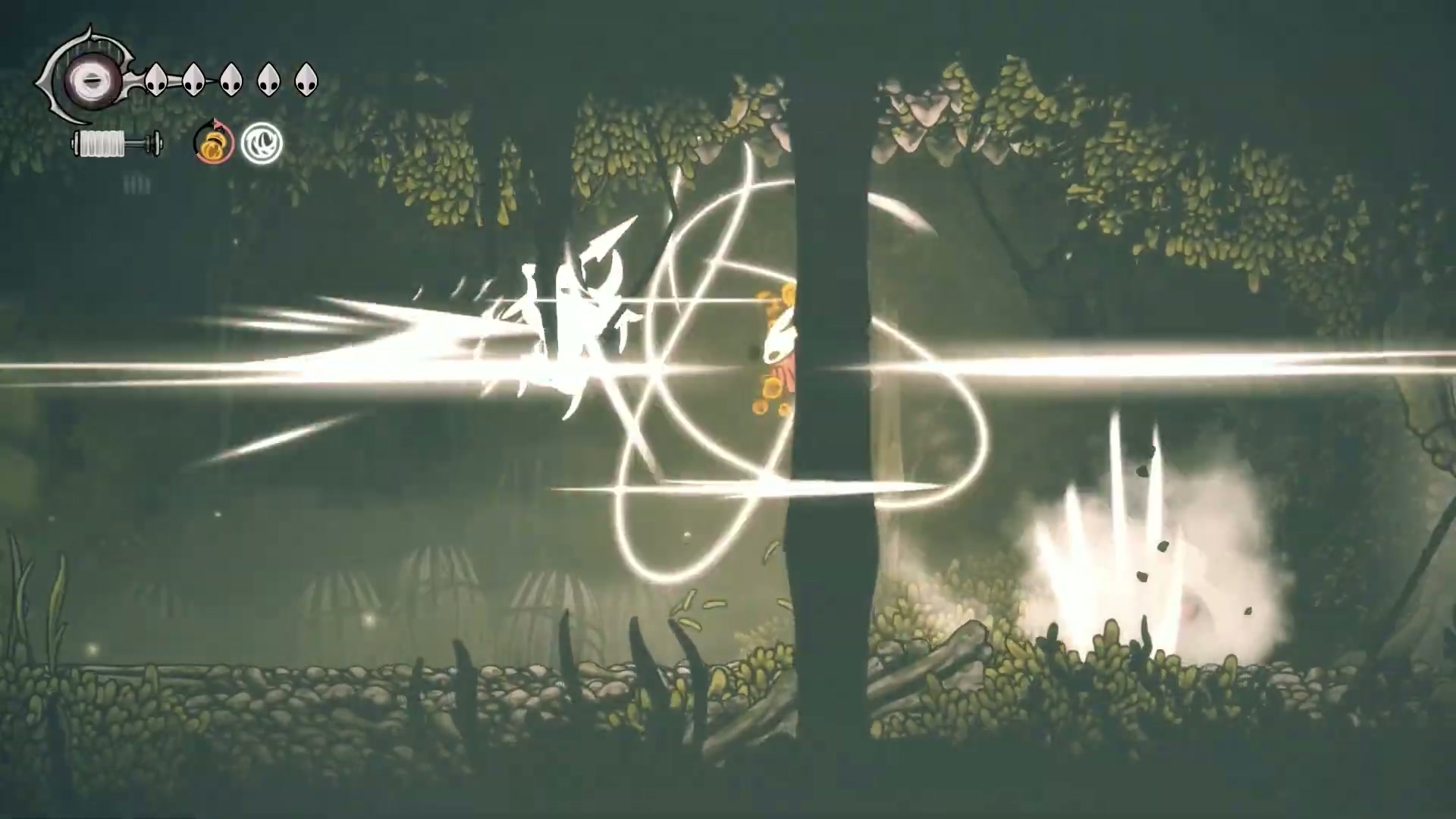 Hornet facing the duo mini-boss in Hunter's March in the Silksong 100% Completion Guide