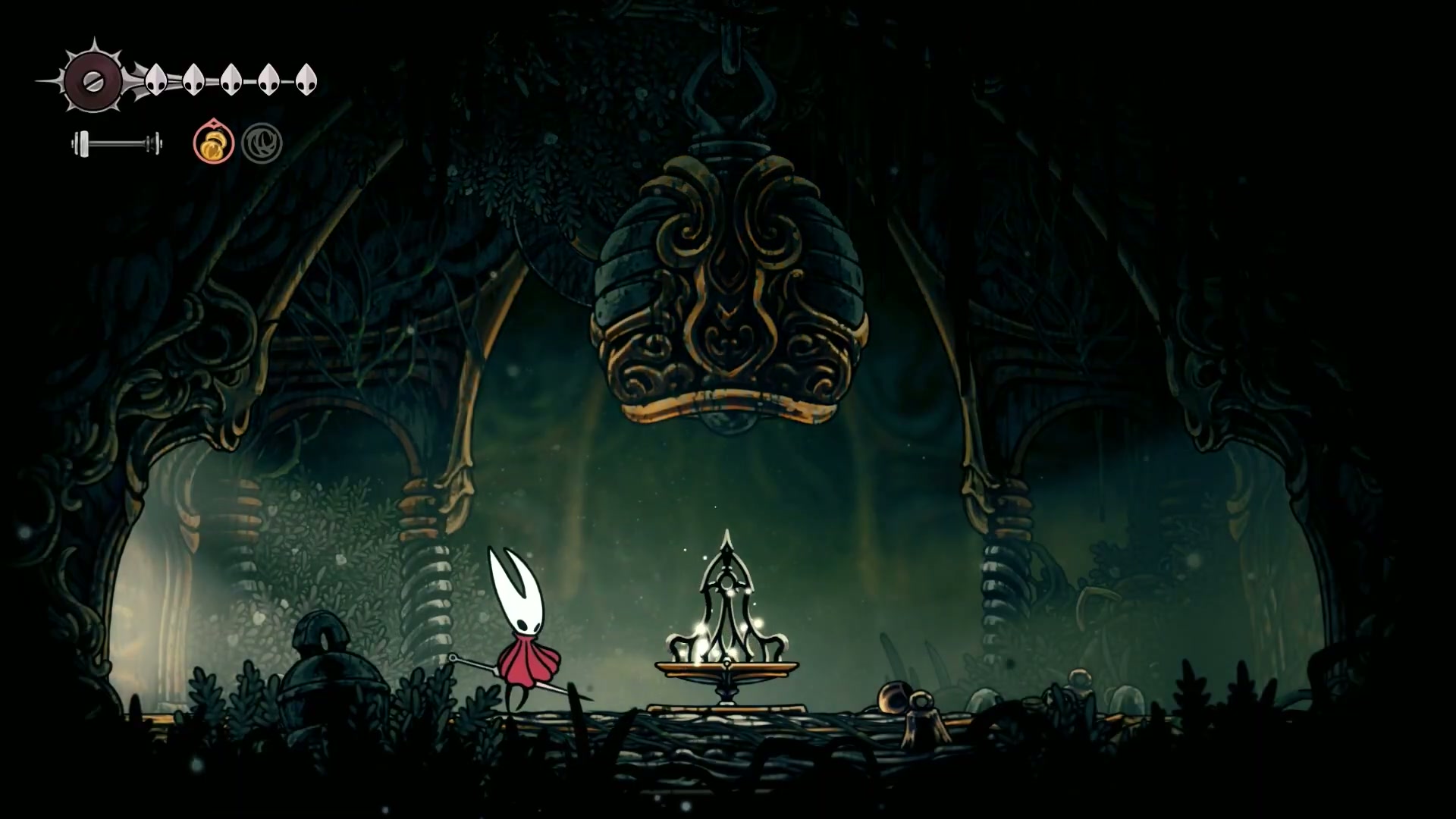 A before/after comparison showing Hornet without key abilities versus with a full kit in Silksong.