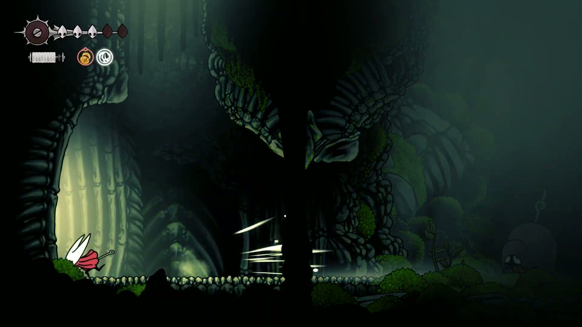 Hornet breaking the previously locked door from the other side, a key moment in the Silksong Platinum Walkthrough Part 6