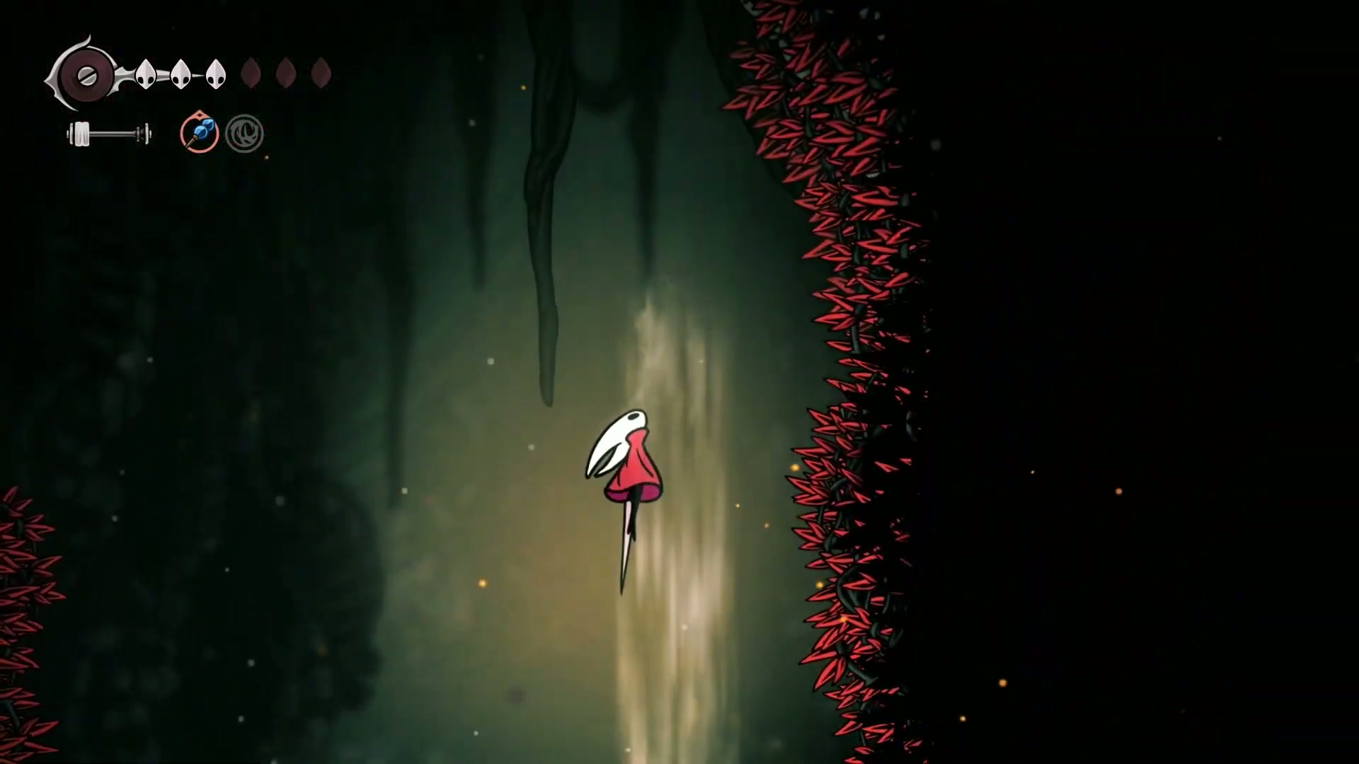 Hollow Knight Silksong - Executing the final difficult jump in the Far Fields obstacle course.