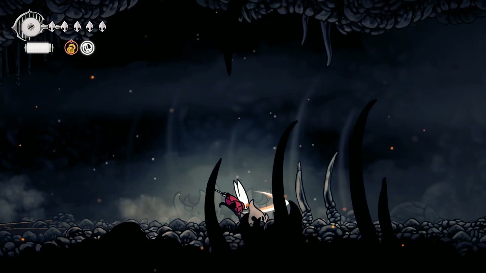 Hollow Knight Silksong - Facing the Terrible Tyrant boss.