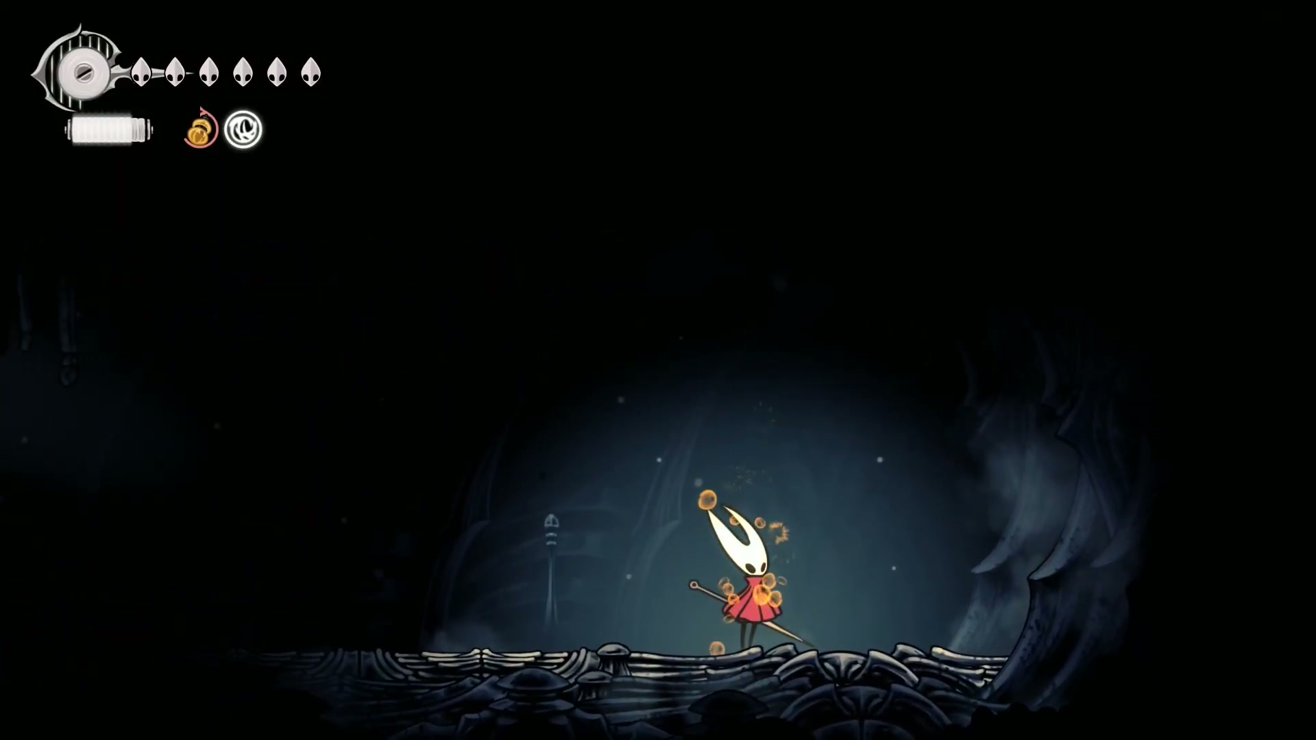 Silksong - The pressure plates glowing differently to reveal the secret room