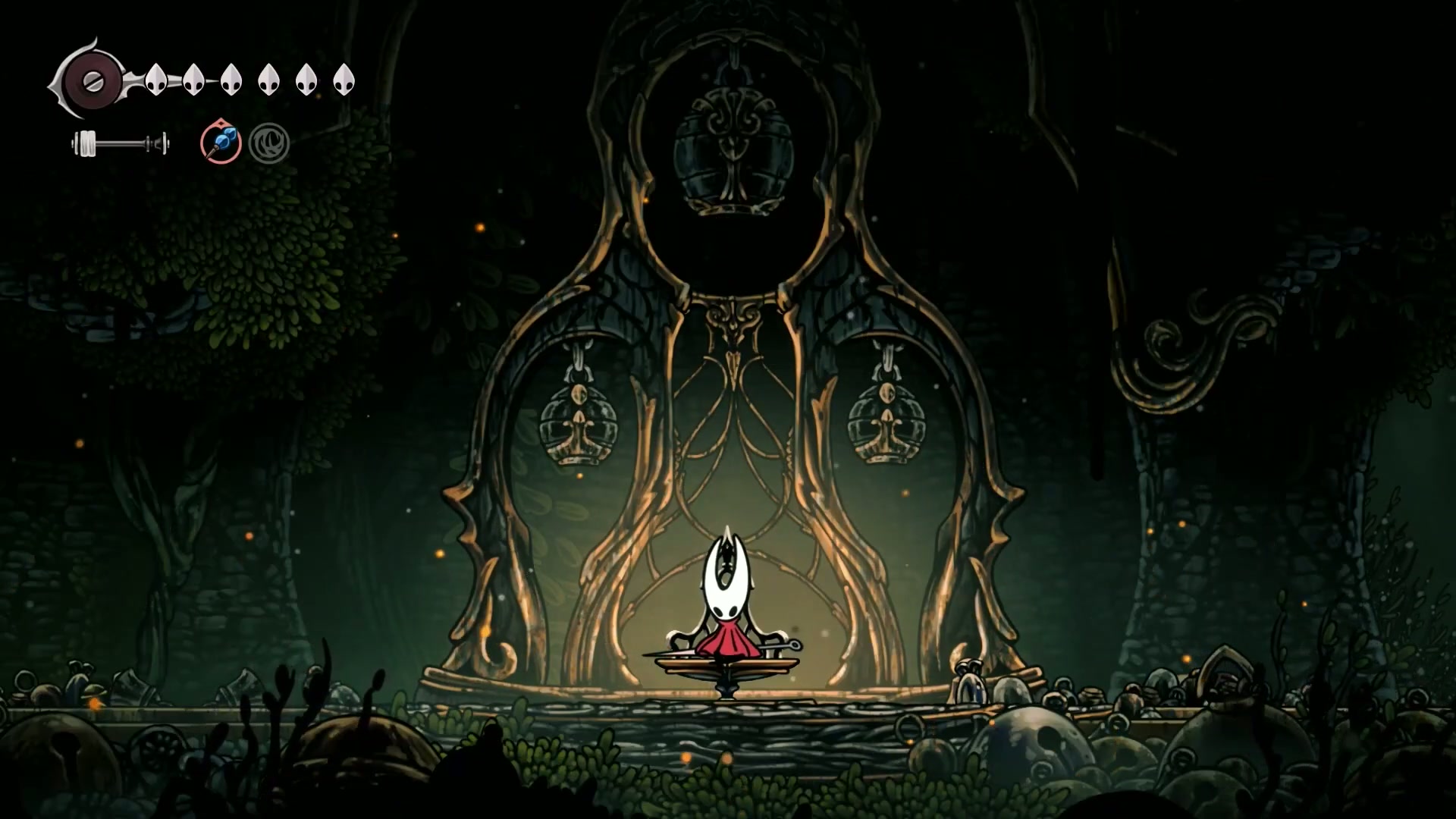Hornet standing at the entrance to the Blasted Steps in Silksong