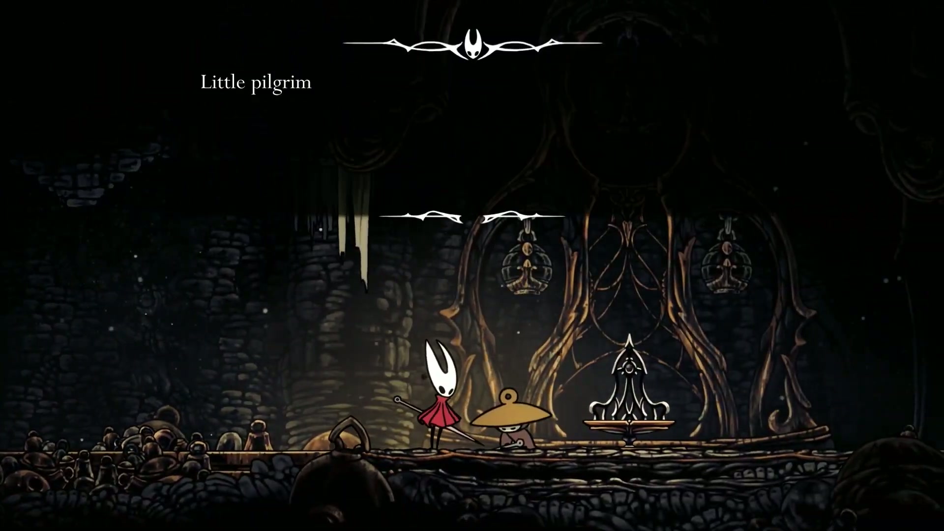 Talking to the NPC Sherma in Silksong