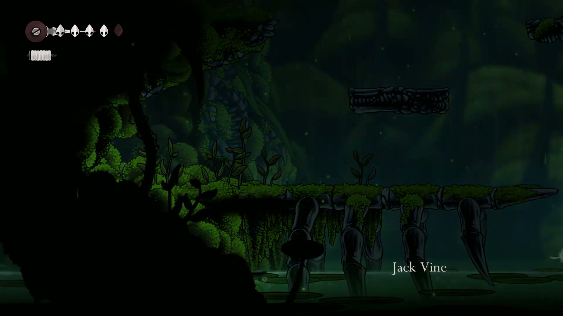 Hornet entering the second secret area hidden under a ledge in the Silksong 100% Completion Guide.
