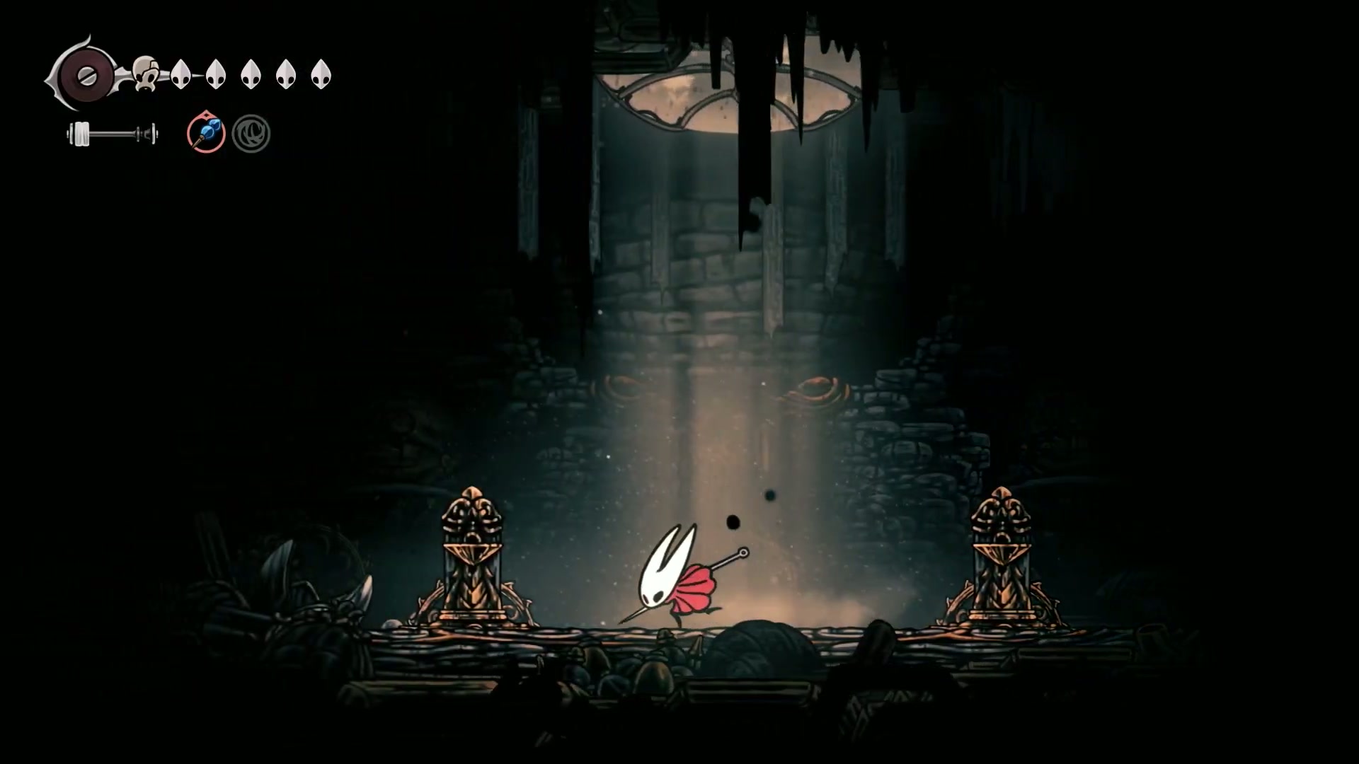 A purchasable bench disappearing after Hornet stands up in Silksong's Underworks